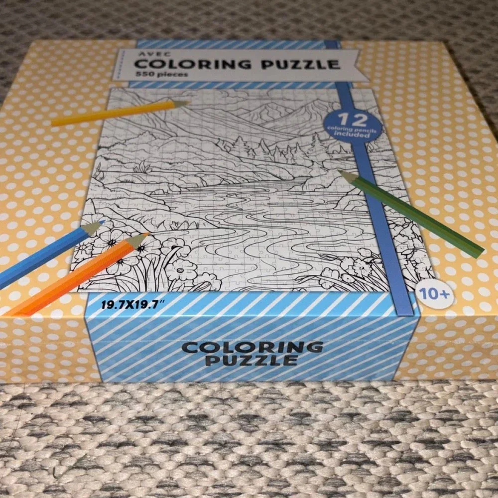 NWT Coloring Puzzle 550 Pieces Landscape Mountains Kids Crafts Art Activities